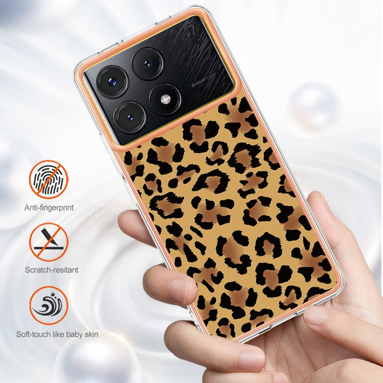 For Xiaomi Poco X6 Pro / Redmi K70E Electroplating Marble Dual-side IMD Phone Case(Leopard Print) - Xiaomi Cases by PMC TechLife | Online Shopping South Africa | PMC TechLife | Buy Now Pay Later Mobicred