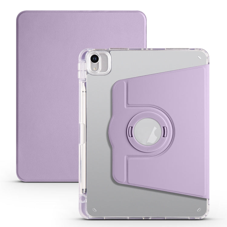 For iPad Air 13 2024 Clear Acrylic 360 Rotation Detachable Leather Tablet Case(Light Purple)