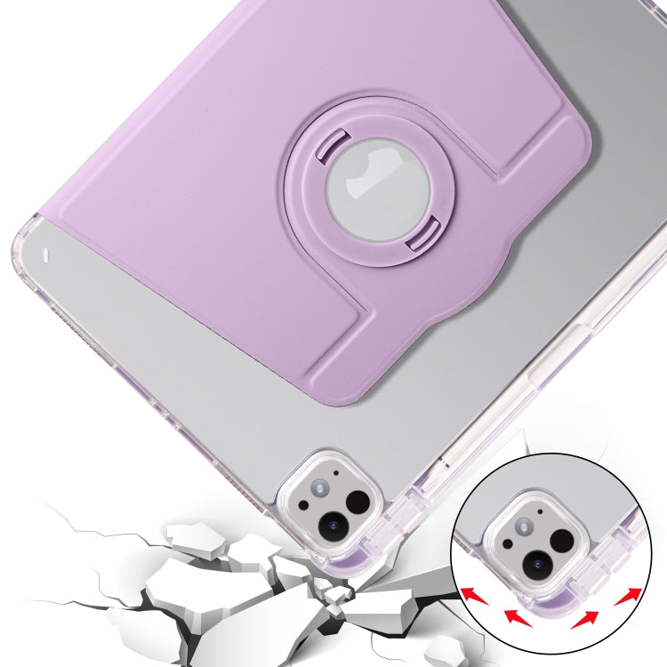 For iPad Pro 11 2024 Clear Acrylic 360 Rotation Detachable Leather Tablet Case(Light Purple)