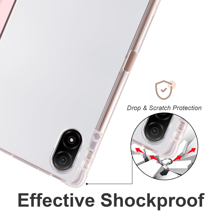 For Honor Pad V8 Pro 3-folding Transparent TPU Smart Leather Tablet Case(Ice Pink) - Honor by PMC TechLife | Online Shopping South Africa | PMC TechLife | Buy Now Pay Later Mobicred