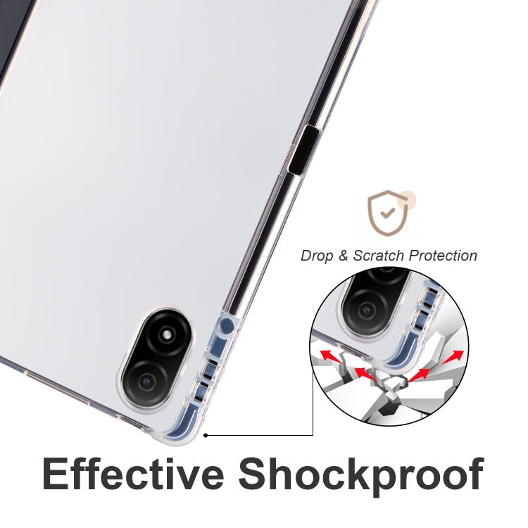 For Honor Pad V8 Pro 3-folding Transparent TPU Smart Leather Tablet Case(Black) - Honor by PMC TechLife | Online Shopping South Africa | PMC TechLife | Buy Now Pay Later Mobicred