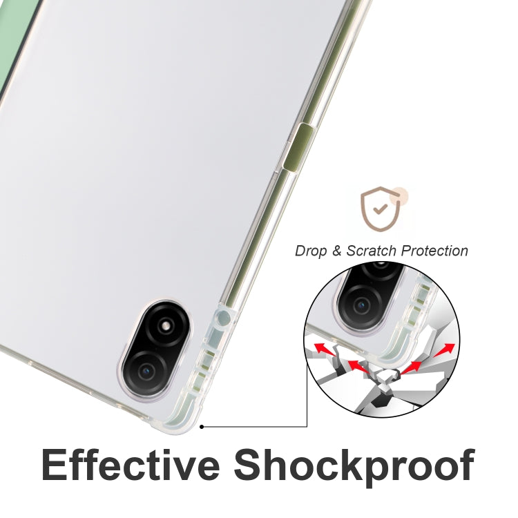 For Honor Pad V8 Pro 3-folding Transparent TPU Smart Leather Tablet Case(Matcha Green) - Honor by PMC TechLife | Online Shopping South Africa | PMC TechLife | Buy Now Pay Later Mobicred