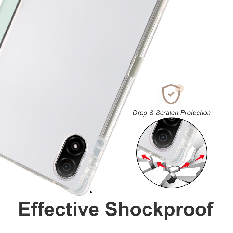 For Honor Pad V8 Pro 3-folding Transparent TPU Smart Leather Tablet Case(Light Green) - Honor by PMC TechLife | Online Shopping South Africa | PMC TechLife | Buy Now Pay Later Mobicred