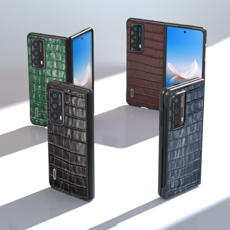 For Honor Magic Vs2 ABEEL Crocodile Texture Genuine Leather Phone Case(Black) - Honor Cases by PMC TechLife | Online Shopping South Africa | PMC TechLife | Buy Now Pay Later Mobicred