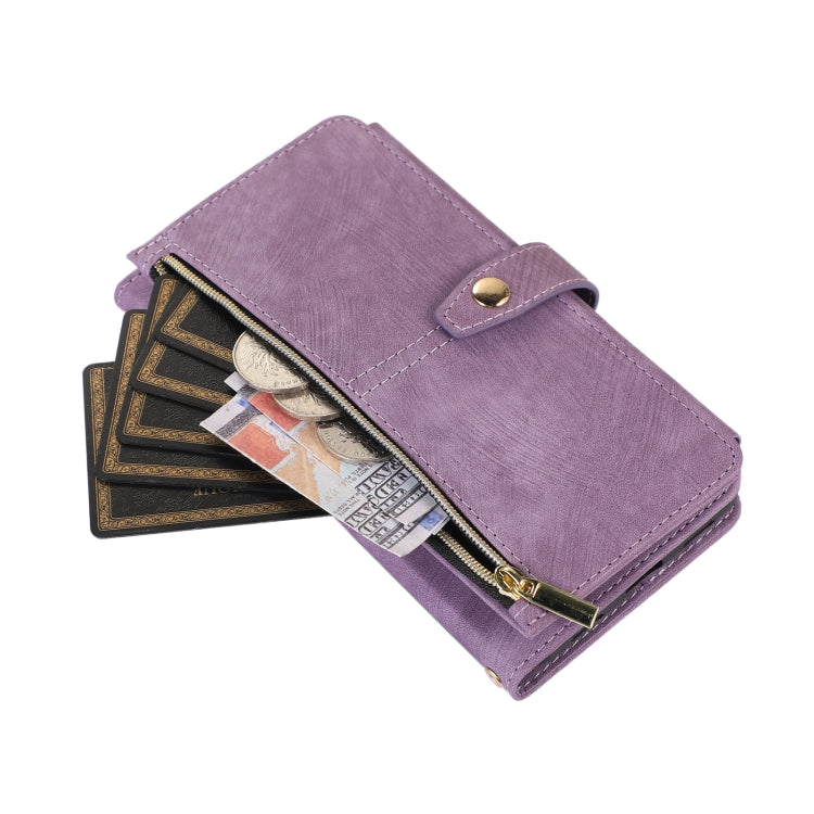 For Google Pixel 7a Dream 9-Card Wallet Zipper Bag Leather Phone Case(Purple) - Google Cases by PMC TechLife | Online Shopping South Africa | PMC TechLife | Buy Now Pay Later Mobicred