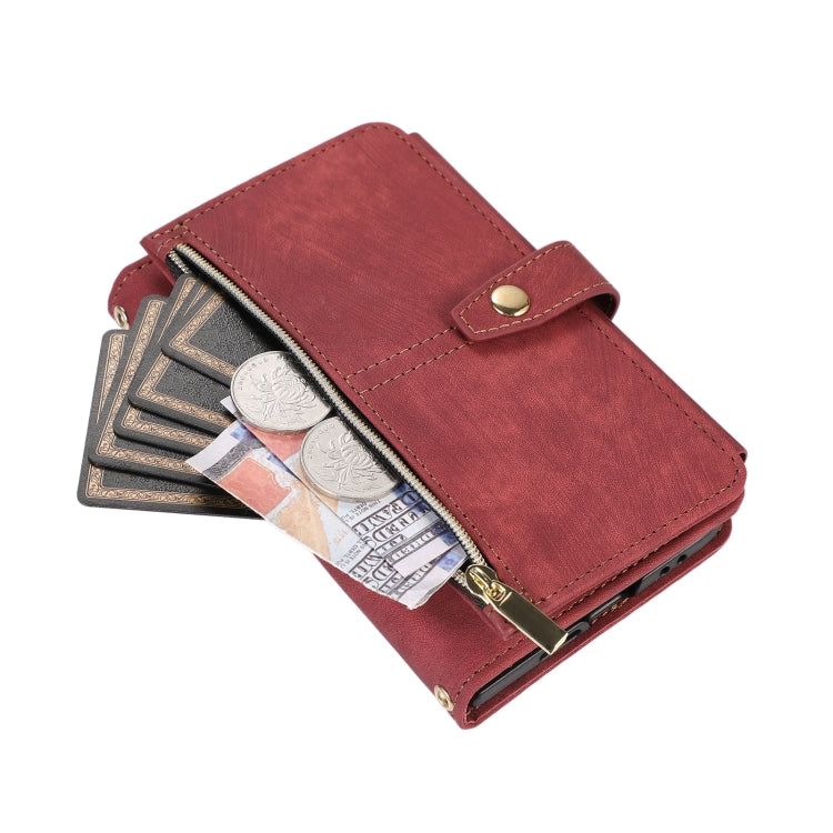 For Google Pixel Fold Dream 9-Card Wallet Zipper Bag Leather Phone Case(Red) - Google Cases by PMC TechLife | Online Shopping South Africa | PMC TechLife | Buy Now Pay Later Mobicred