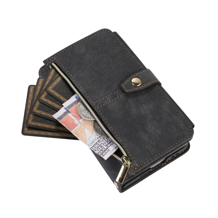 For Google Pixel Fold Dream 9-Card Wallet Zipper Bag Leather Phone Case(Black) - Google Cases by PMC TechLife | Online Shopping South Africa | PMC TechLife | Buy Now Pay Later Mobicred