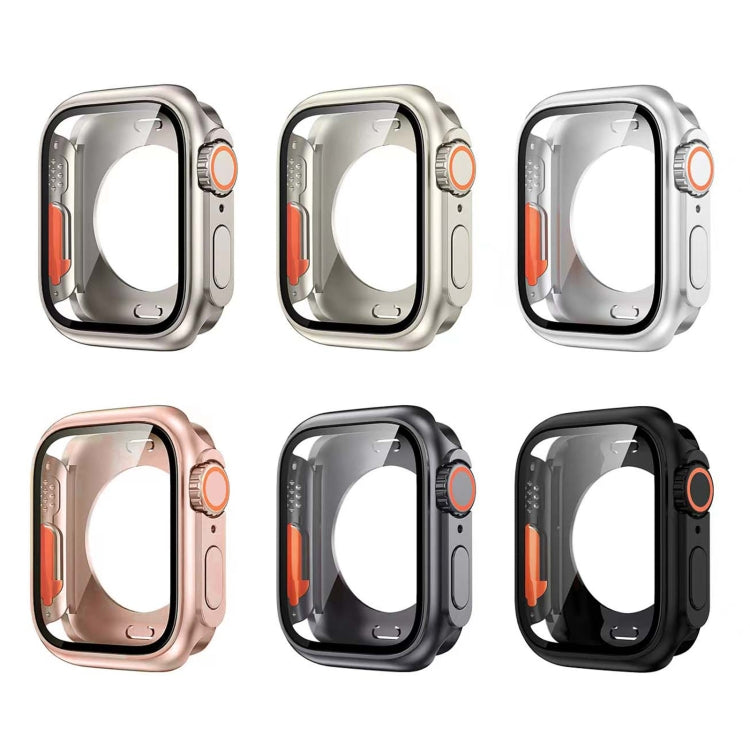 For Apple Watch Series 9 / 8 / 7 45mm Change to Ultra 49mm All-Inclusive Film Hybrid PC Watch Case(Titanium Gold)