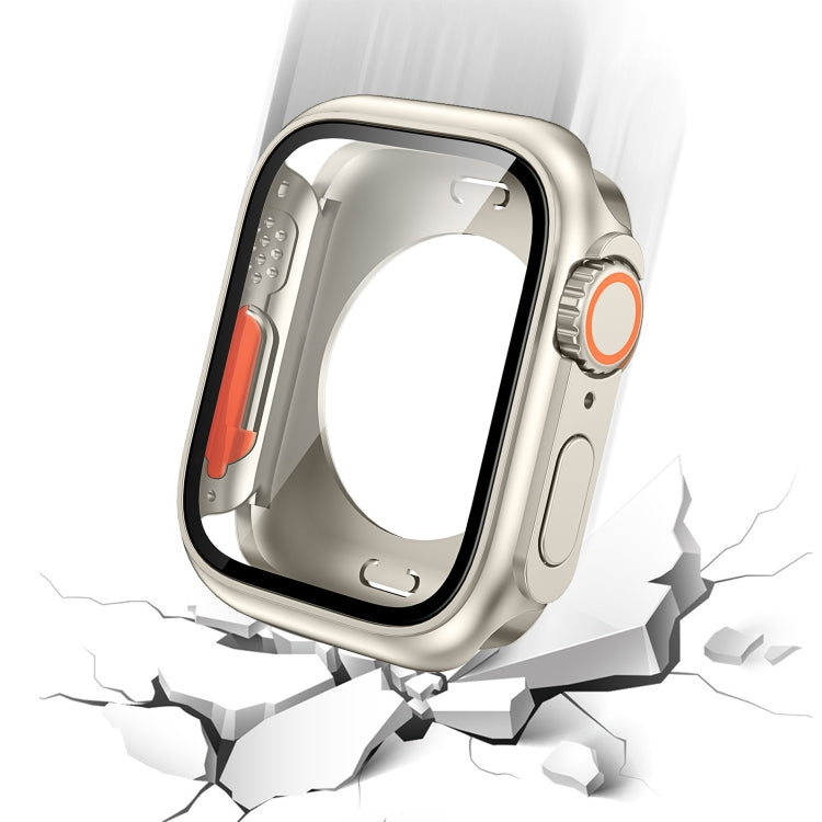For Apple Watch Series 9 / 8 / 7 45mm Change to Ultra 49mm All-Inclusive Film Hybrid PC Watch Case(Titanium Gold)