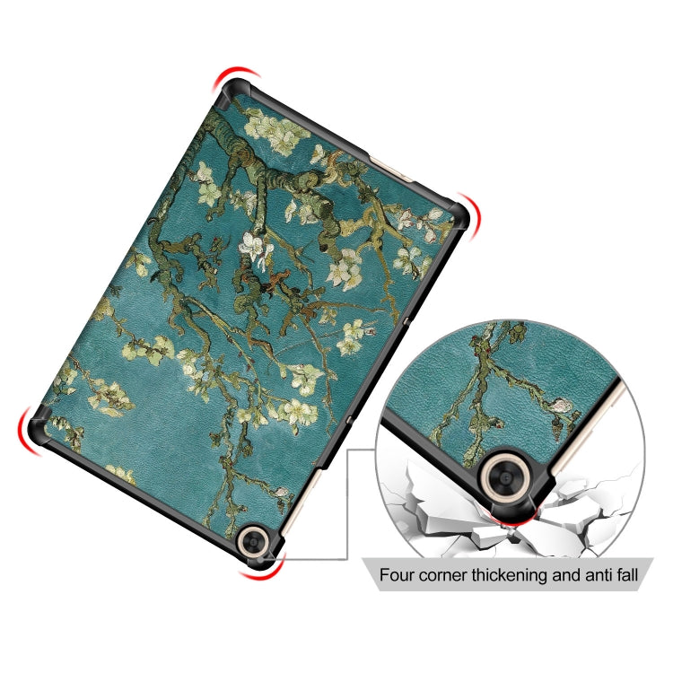 For Honor Pad 7 10.1inch/X8/X8 Lite Custer Painted Painted 3-folding Holder Tablet PC Leather Case(Apricot Blossom) - Honor by PMC TechLife | Online Shopping South Africa | PMC TechLife | Buy Now Pay Later Mobicred