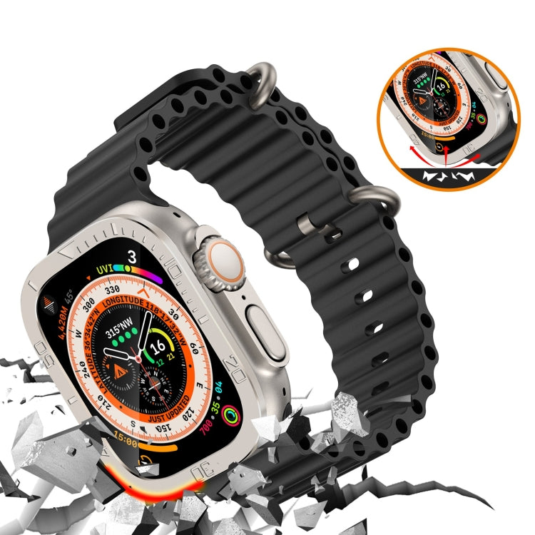 For Apple Watch Ultra 49mm Number Ring Metal Frame Integrated Tempered Film(Original Color)