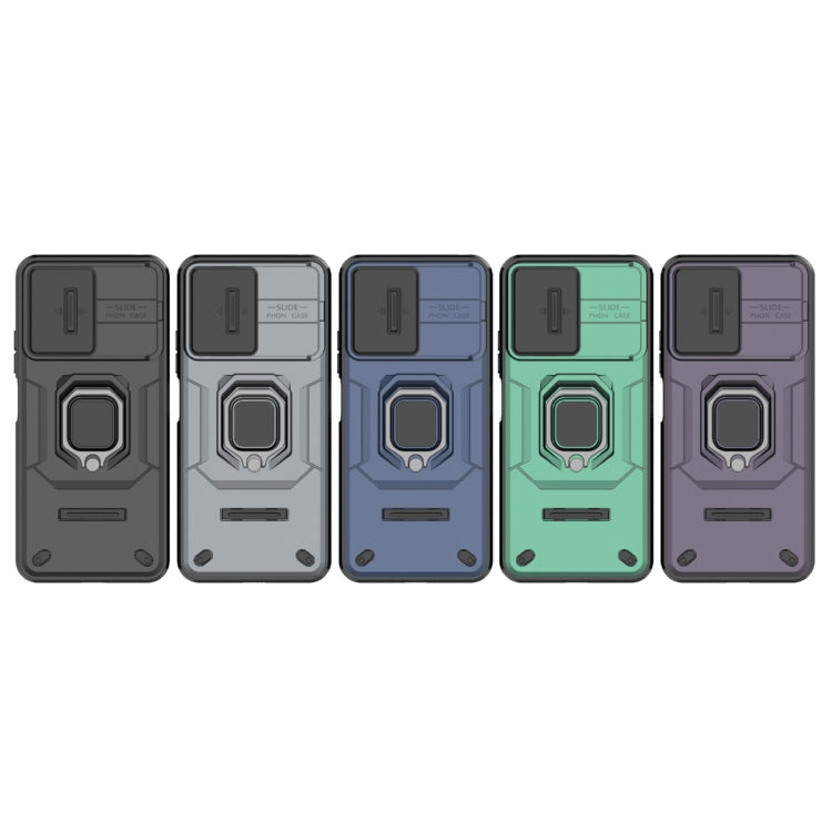 For Xiaomi Redmi Note 12 4G Global Sliding Camshield TPU + PC Shockproof Phone Case with Holder(Purple) - Xiaomi Cases by PMC TechLife | Online Shopping South Africa | PMC TechLife | Buy Now Pay Later Mobicred