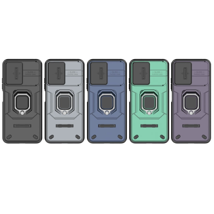 For Xiaomi Redmi Note 12 5G Global Sliding Camshield TPU + PC Shockproof Phone Case with Holder(Blue) - Xiaomi Cases by PMC TechLife | Online Shopping South Africa | PMC TechLife | Buy Now Pay Later Mobicred