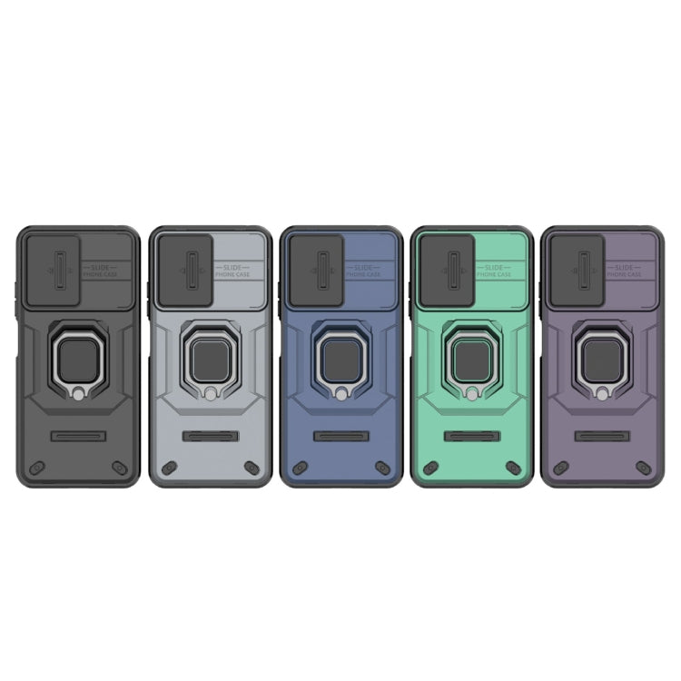 For Xiaomi Redmi Note 12S 4G Global Sliding Camshield TPU + PC Shockproof Phone Case with Holder(Blue) - Xiaomi Cases by PMC TechLife | Online Shopping South Africa | PMC TechLife | Buy Now Pay Later Mobicred