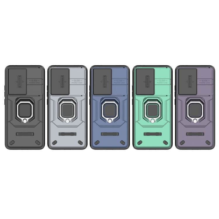For Xiaomi Redmi K60 5G Sliding Camshield TPU + PC Shockproof Phone Case with Holder(Green) - Xiaomi Cases by PMC TechLife | Online Shopping South Africa | PMC TechLife | Buy Now Pay Later Mobicred