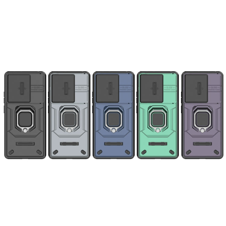For Xiaomi Redmi Note 13 Pro 4G Global Sliding Camshield TPU + PC Shockproof Phone Case with Holder(Grey)