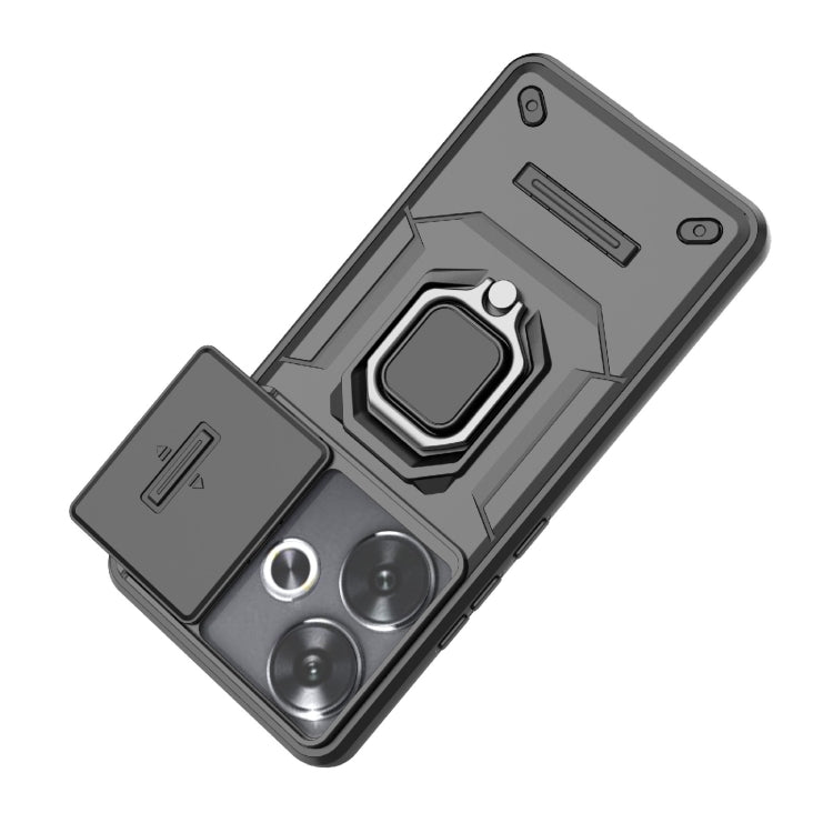 For Xiaomi Redmi Turbo 3 5G Sliding Camshield TPU + PC Shockproof Phone Case with Holder(Green)