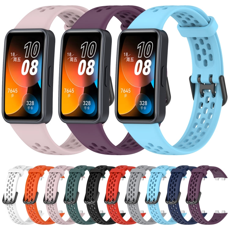 For Huawei Band 10 / 9 / 8 Solid Color Breathable Silicone Watch Band(Black)
