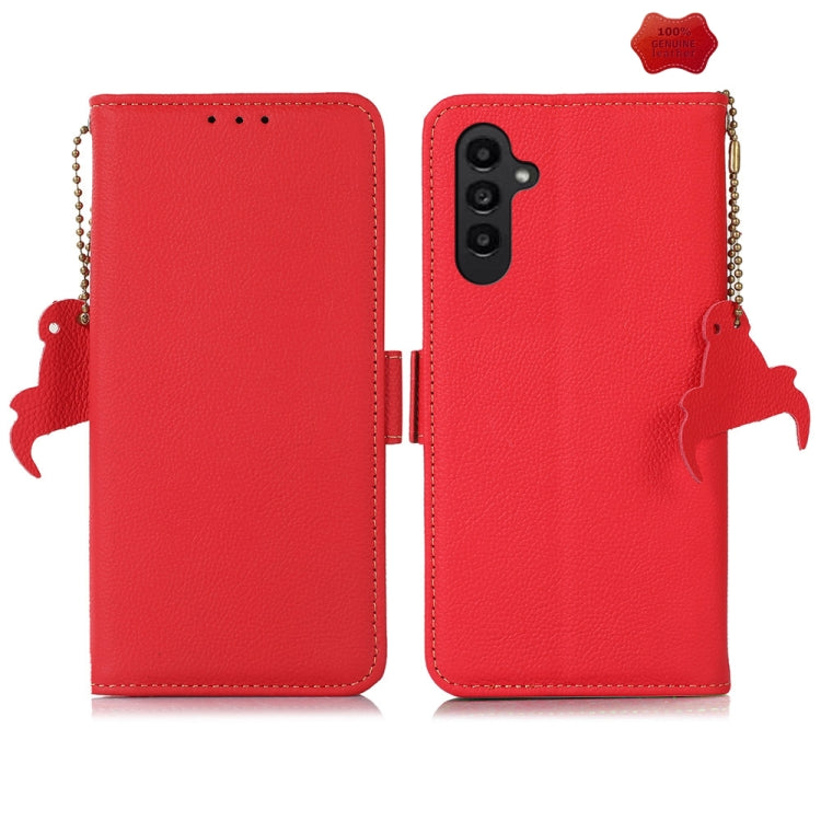 For Samsung Galaxy S24+ Side-Magnetic TJ Genuine Leather RFID Phone Case(Red)