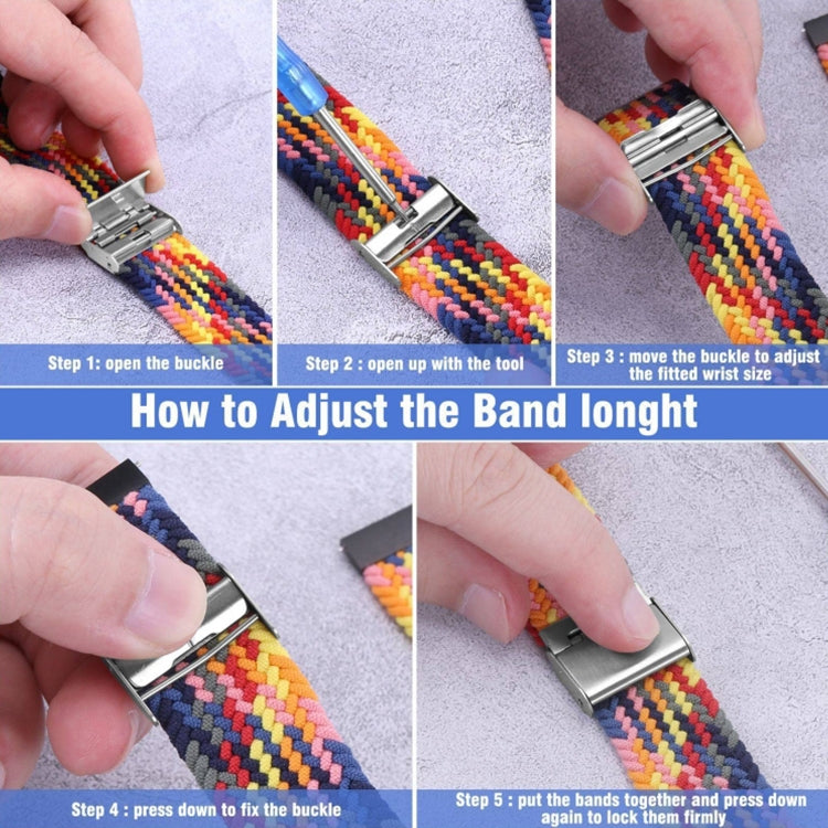 For Samsung Galaxy Watch 6 / 6 Classic Nylon Braided Metal Buckle Watch Band(W Black White) - Watch Bands by PMC TechLife | Online Shopping South Africa | PMC TechLife