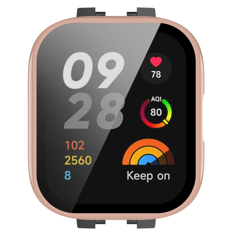 For Xiaomi Mi Watch Lite 3 PC + Tempered Film Integrated Watch Protective Case(Pink)