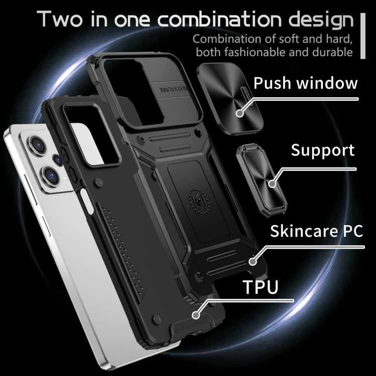 For Redmi Note 12 Pro Global Camshield Robot TPU Hybrid PC Phone Case(Black) - Note 12 Pro Cases by PMC TechLife | Online Shopping South Africa | PMC TechLife | Buy Now Pay Later Mobicred