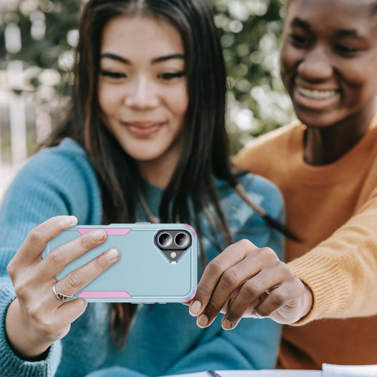 For iPhone 16 Plus Commuter Shockproof TPU + PC Phone Case(Grey Green+Pink) - iPhone 16 Plus Cases by PMC TechLife | Online Shopping South Africa | PMC TechLife | Buy Now Pay Later Mobicred