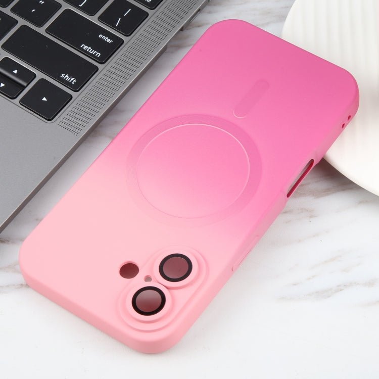 For iPhone 16 Plus Liquid TPU Silicone Gradient MagSafe Phone Case(Pink Red) - free shipping - PMC Jewellery - Order now!