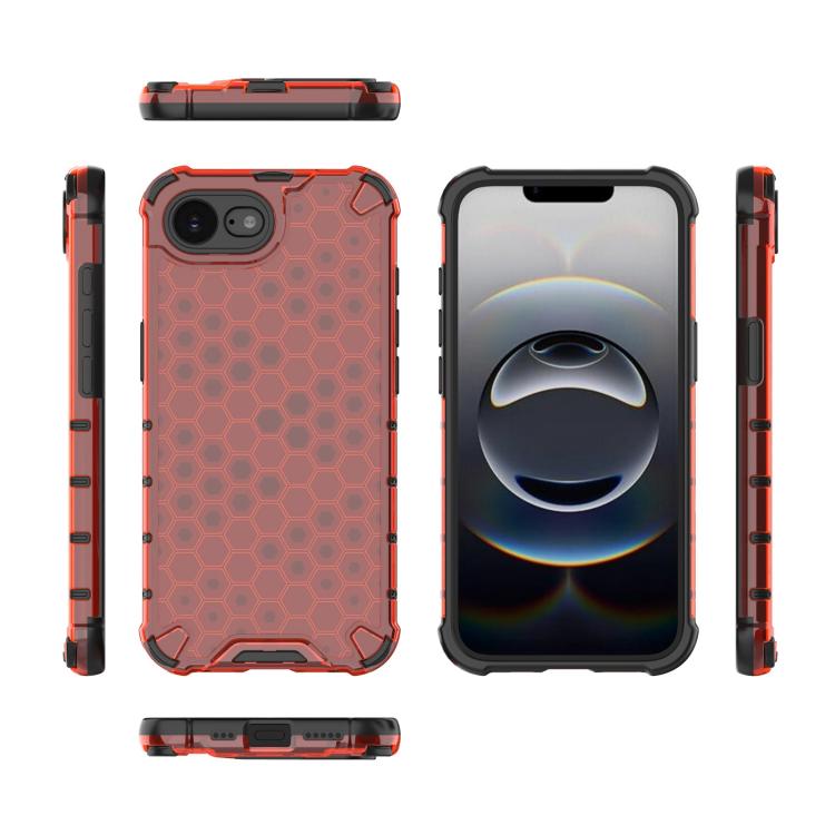 For iPhone 16e Honeycomb Shockproof Phone Case(Red)