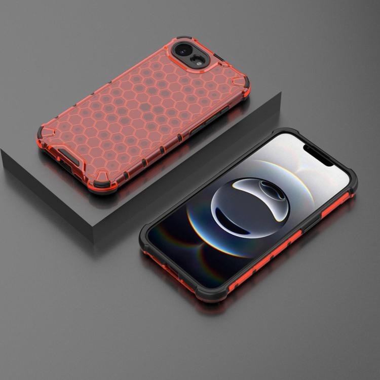 For iPhone 16e Honeycomb Shockproof Phone Case(Red)
