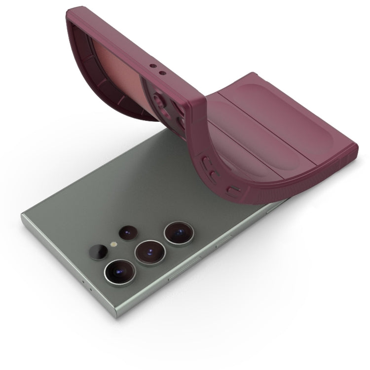 For Samsung Galaxy S24 Ultra 5G Magic Shield TPU + Flannel Phone Case(Wine Red)