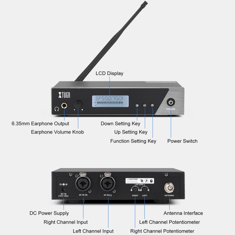 XTUGA IEM1100 Professional Wireless In Ear Monitor System 2 BodyPacks(EU Plug) - Microphone by XTUGA | Online Shopping South Africa | PMC Jewellery | Buy Now Pay Later Mobicred