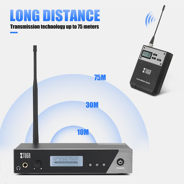 XTUGA IEM1100 Professional Wireless In Ear Monitor System 2 BodyPacks(UK Plug) - Microphone by XTUGA | Online Shopping South Africa | PMC Jewellery | Buy Now Pay Later Mobicred