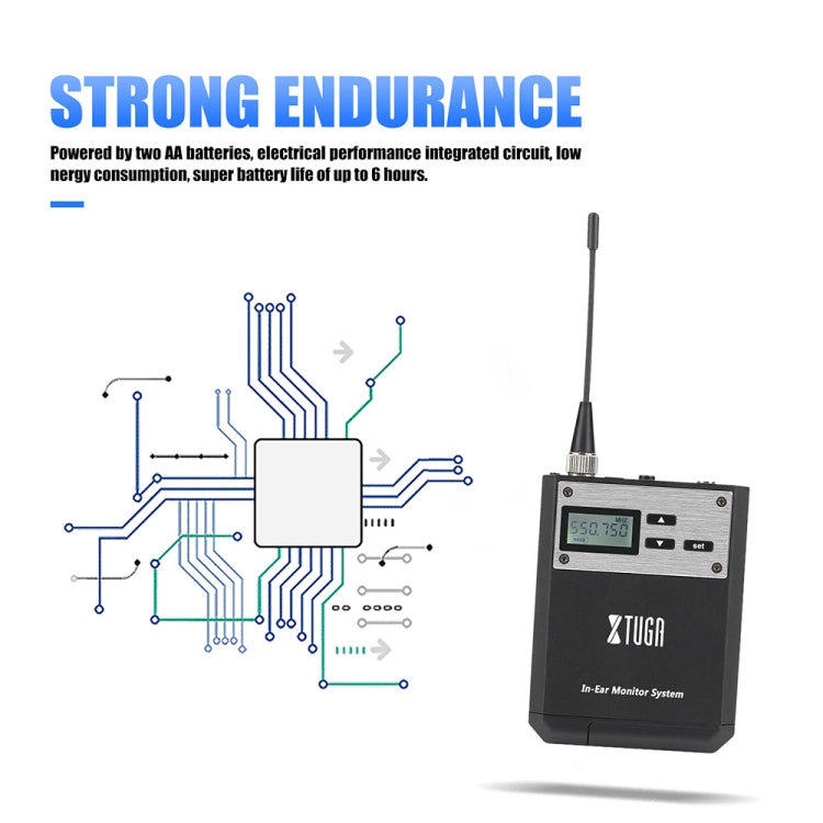 XTUGA IEM1100 Professional Wireless In Ear Monitor System 2 BodyPacks(EU Plug) - Microphone by XTUGA | Online Shopping South Africa | PMC Jewellery | Buy Now Pay Later Mobicred
