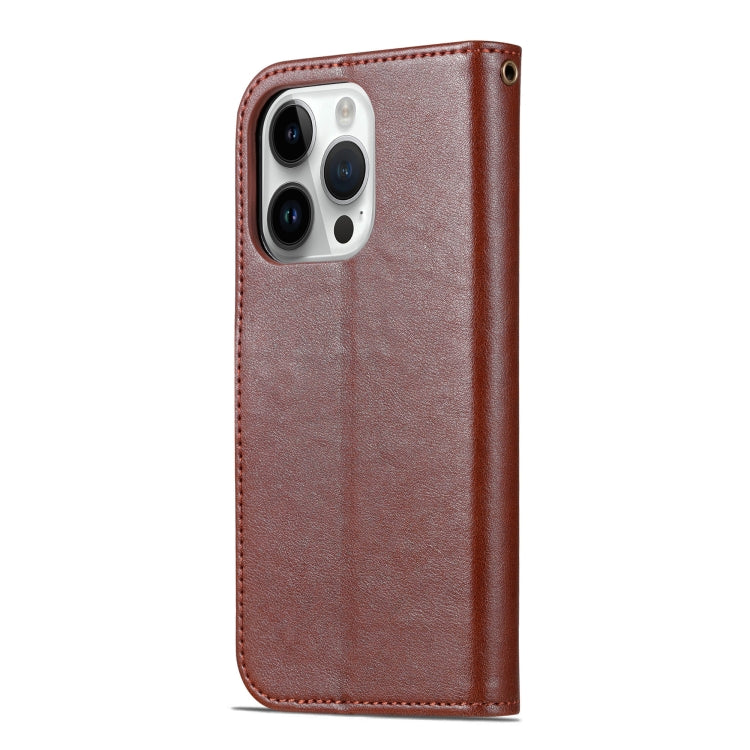 For iPhone 16 Pro AZNS Sheepskin Texture Flip Leather Phone Case(Brown)