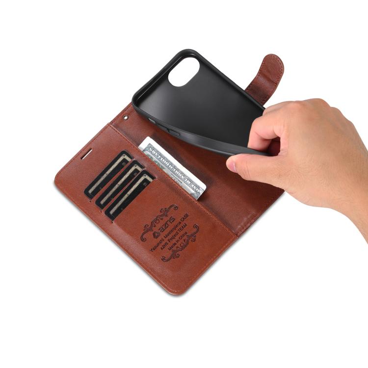 For iPhone 16e AZNS Sheepskin Texture Flip Leather Phone Case(Brown) - iPhone 16e Cases by AZNS | Online Shopping South Africa | PMC TechLife | Buy Now Pay Later Mobicred