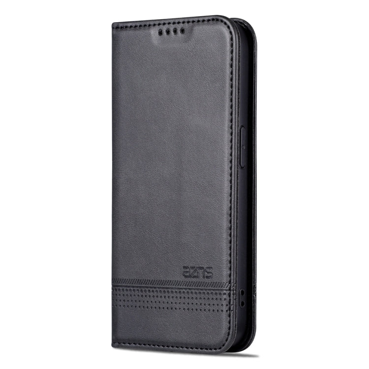 For iPhone 15 Pro AZNS Magnetic Calf Texture Flip Leather Phone Case(Black)