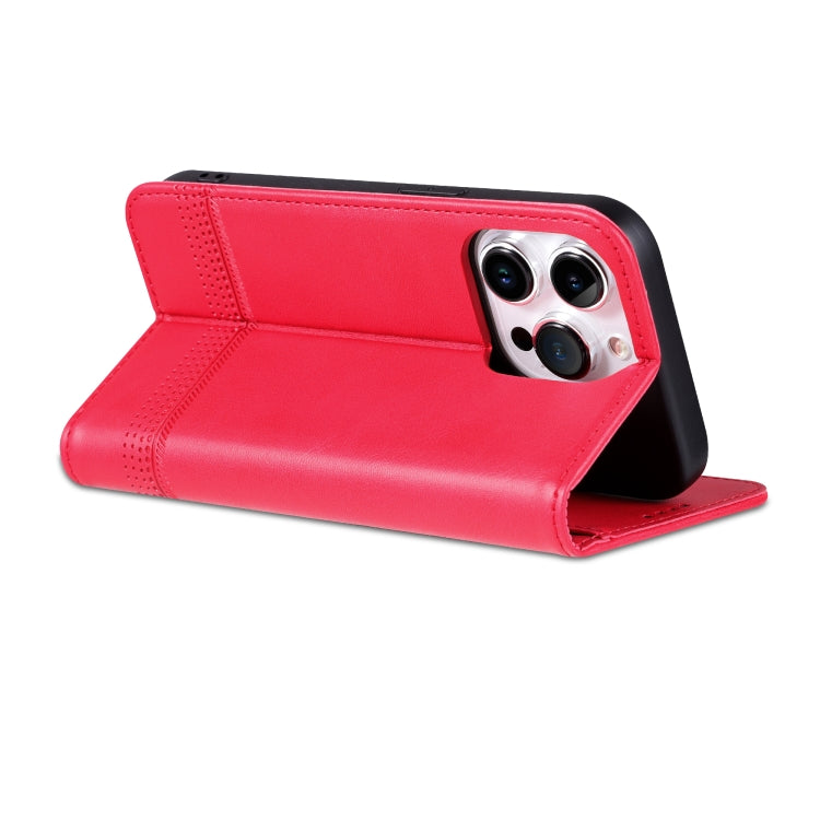 For iPhone 16 Pro AZNS Magnetic Calf Texture Flip Leather Phone Case(Red)