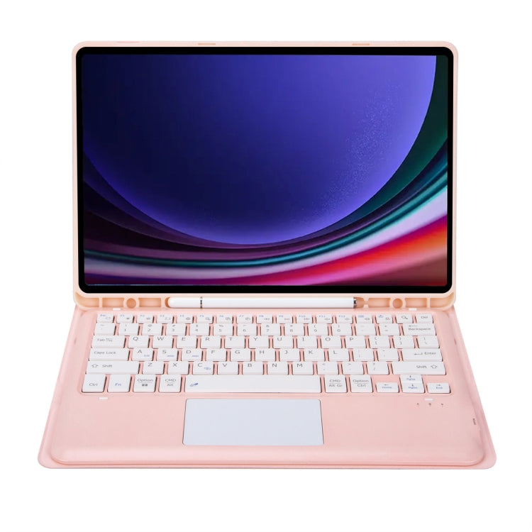 For Samsung Galaxy Tab S9+ A810B-A Touch Pad Detachable Bluetooth Keyboard Leather Tablet Case(Pink)