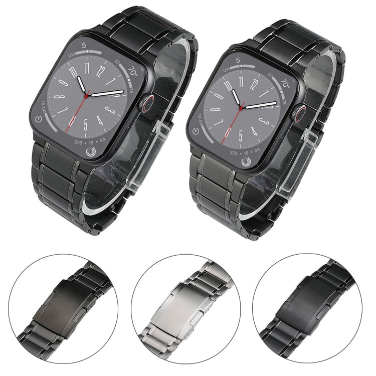 For Apple Watch SE 44mm Five Beads Turtle Buckle Titanium Steel Watch Band(Silver)
