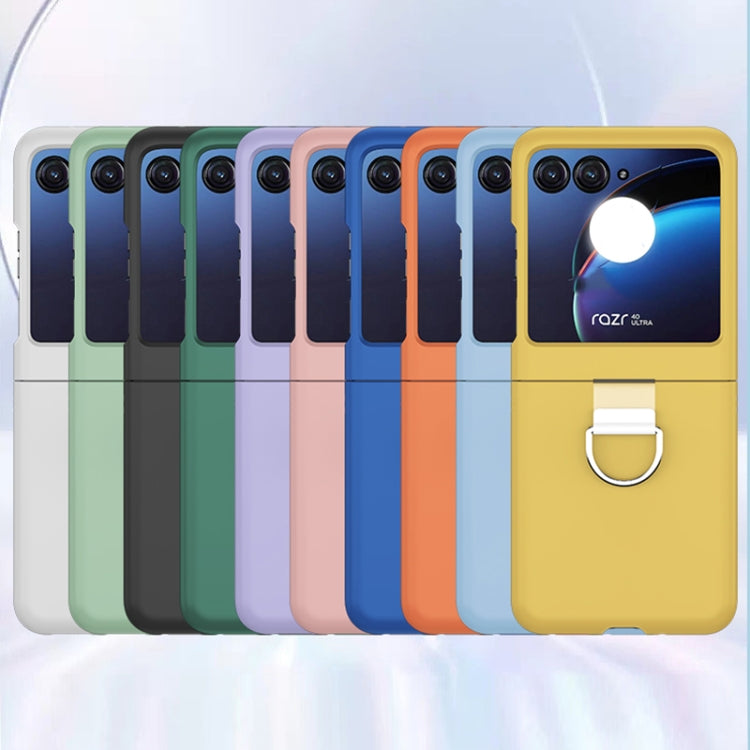 For Motorola Razr 40 Ultra Skin Feel Silicone Foldable Phone Case with Ring(Dark Blue)