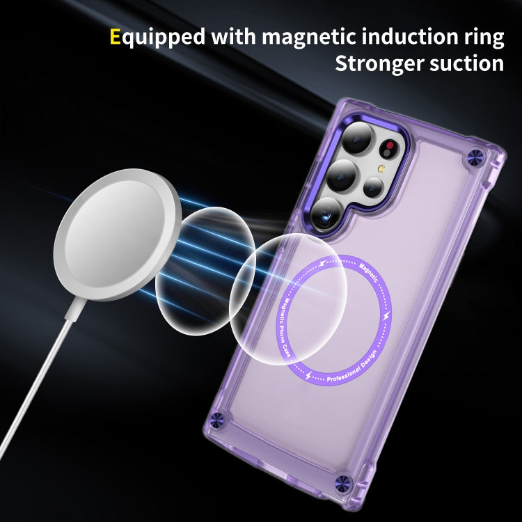For Samsung Galaxy S25 Ultra 5G Skin Feel TPU + PC MagSafe Magnetic Phone Case(Transparent Purple)