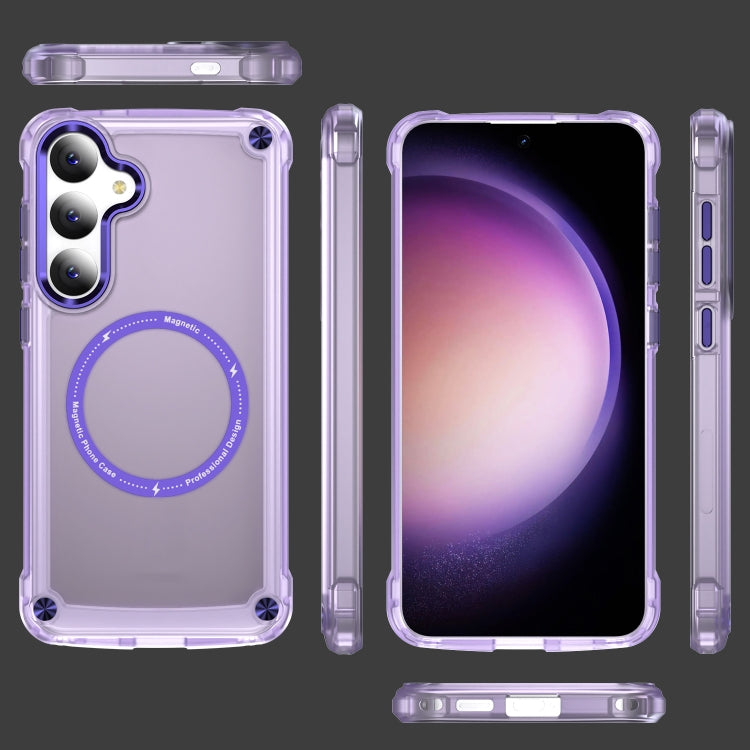 For Samsung Galaxy S25+ 5G Skin Feel TPU + PC MagSafe Magnetic Phone Case(Transparent Purple)
