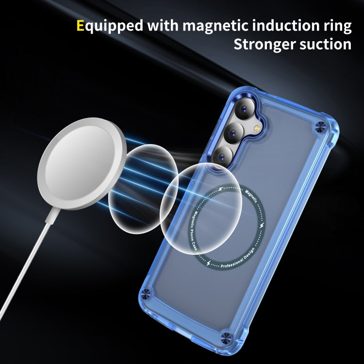 For Samsung Galaxy S25 5G Skin Feel TPU + PC MagSafe Magnetic Phone Case(Transparent Blue) - Galaxy S25 5G Cases by PMC Jewellery | Online Shopping South Africa | PMC Jewellery | Buy Now Pay Later Mobicred