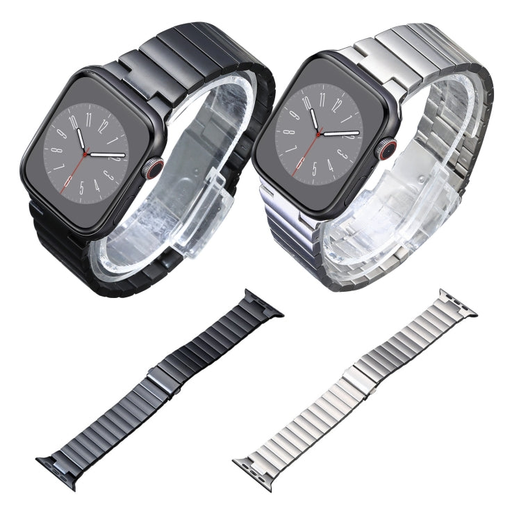 For Apple Watch Series 6 40mm Flat Buckle Stainless Steel Watch Band(Silver)