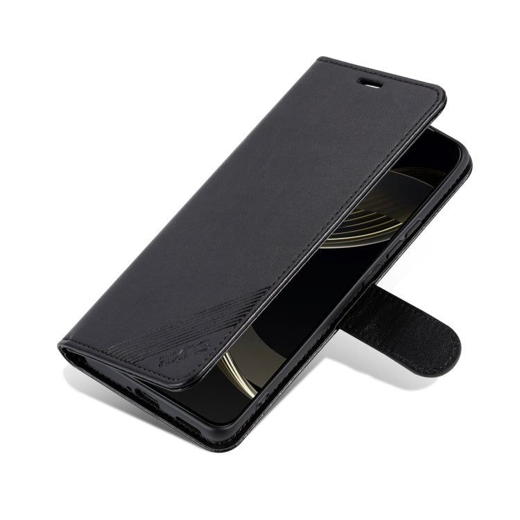 For Huawei Pura 70 AZNS Sheepskin Texture Flip Leather Phone Case(Black)