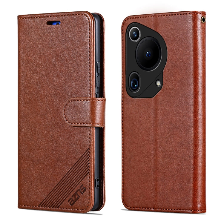 For Huawei Pura 70 Ultra AZNS Sheepskin Texture Flip Leather Phone Case(Brown)