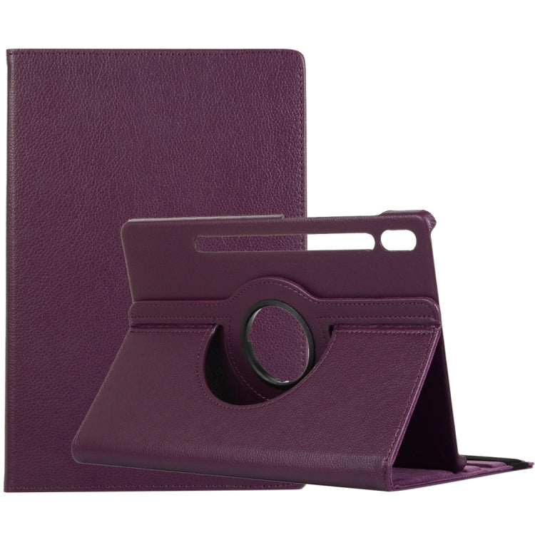 For Samsung Galaxy Tab S9+ / Tab S10+ 360 Degrees Rotation Holder Litchi Texture Leather Tablet Case(Purple)