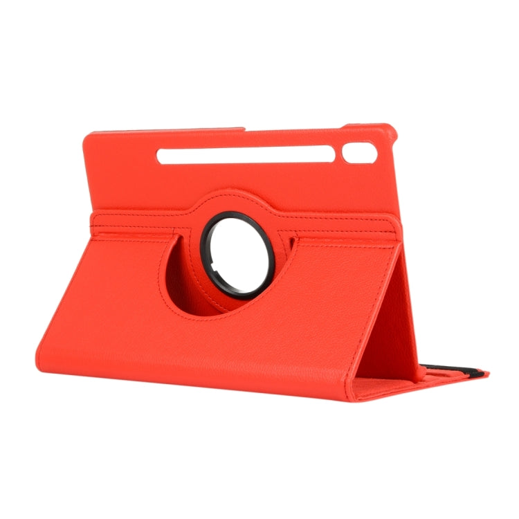 For Samsung Galaxy Tab S9 Ultra Litchi Texture 360 Degrees Rotation Holder Leather Tablet Case(Red)