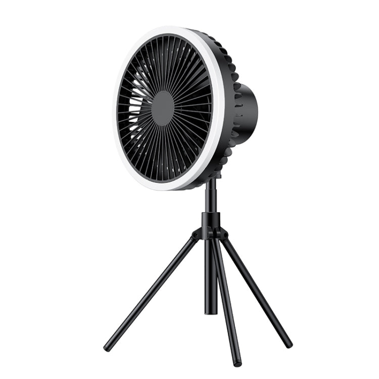 DQ216 10000mAh Outdoor Portable Liftable Swivel Head Camping Fan Tent Hanging Vertical Colorful Light with Remote Control(Black)